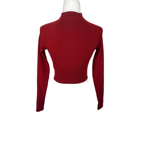 Zara Red Fitted Long Sleeve Crop Top Turtleneck Size Small - Picture 3 of 5